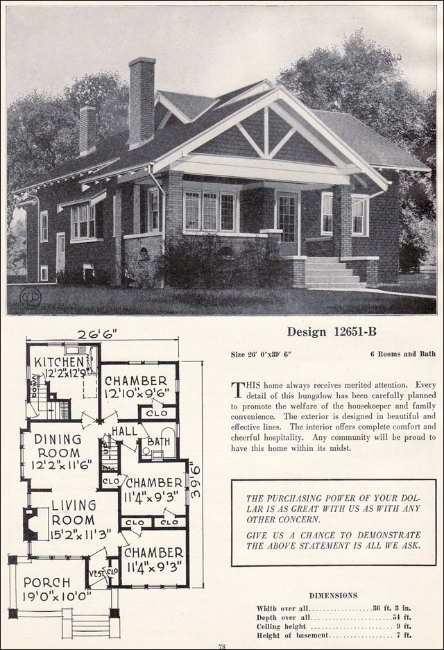 Craftsman Style Bungalow House Plans, Vintage Craftsman Bungalow House Plans